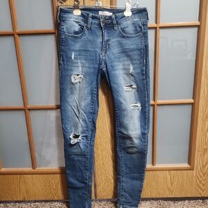 SO Low Rise Distressed Blue Jeans